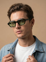 Stellan Light Green Retro Square Sunglasses