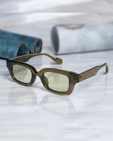 Thunder Dark Green Rectangle Sunglasses