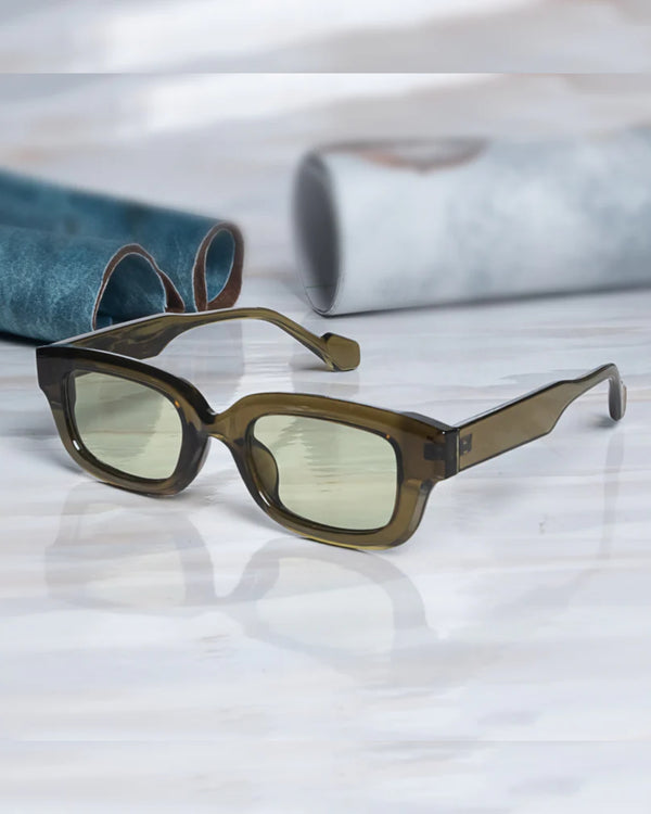 Thunder Dark Green Rectangle Sunglasses