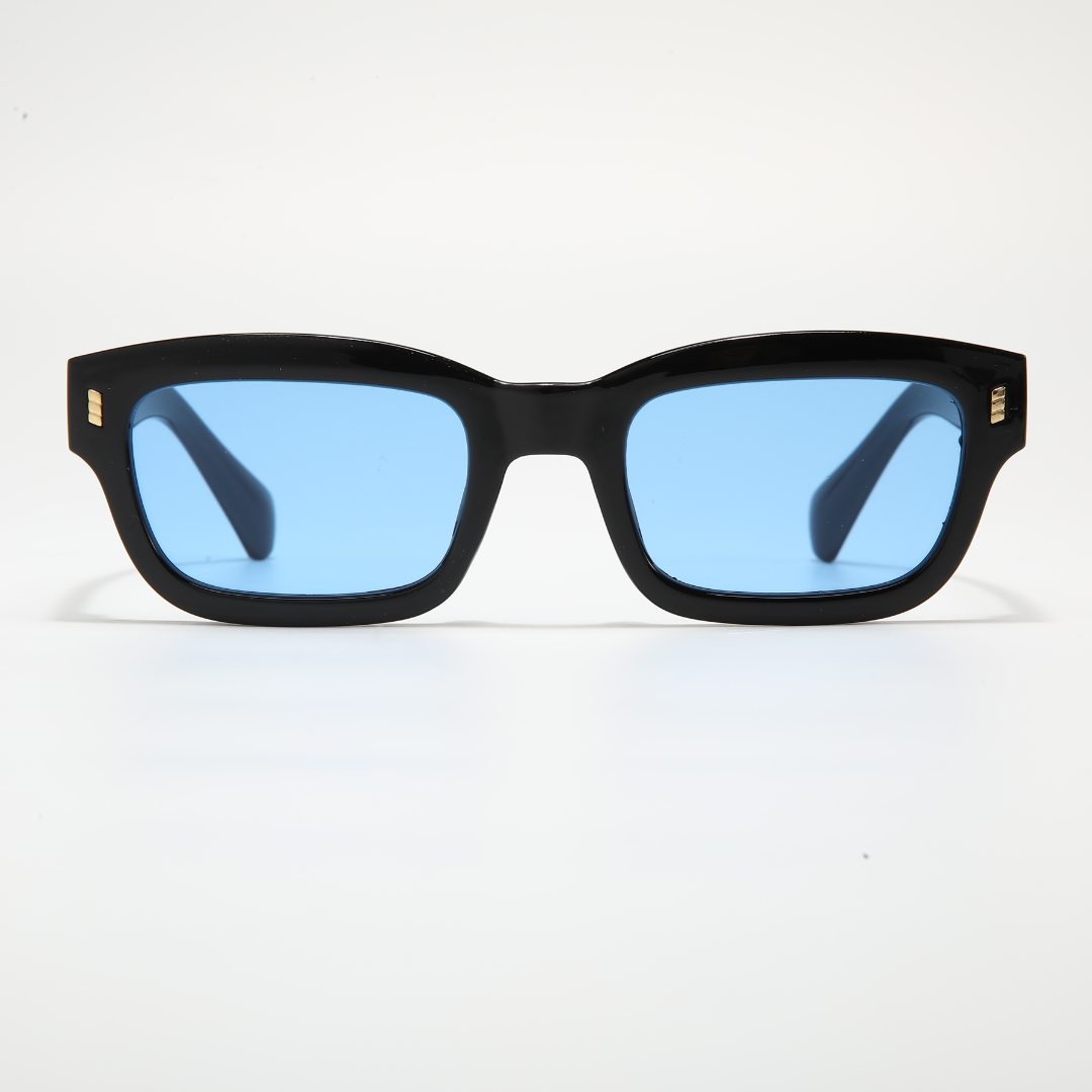 Lizard Black Blue Rectangle Sunglasses