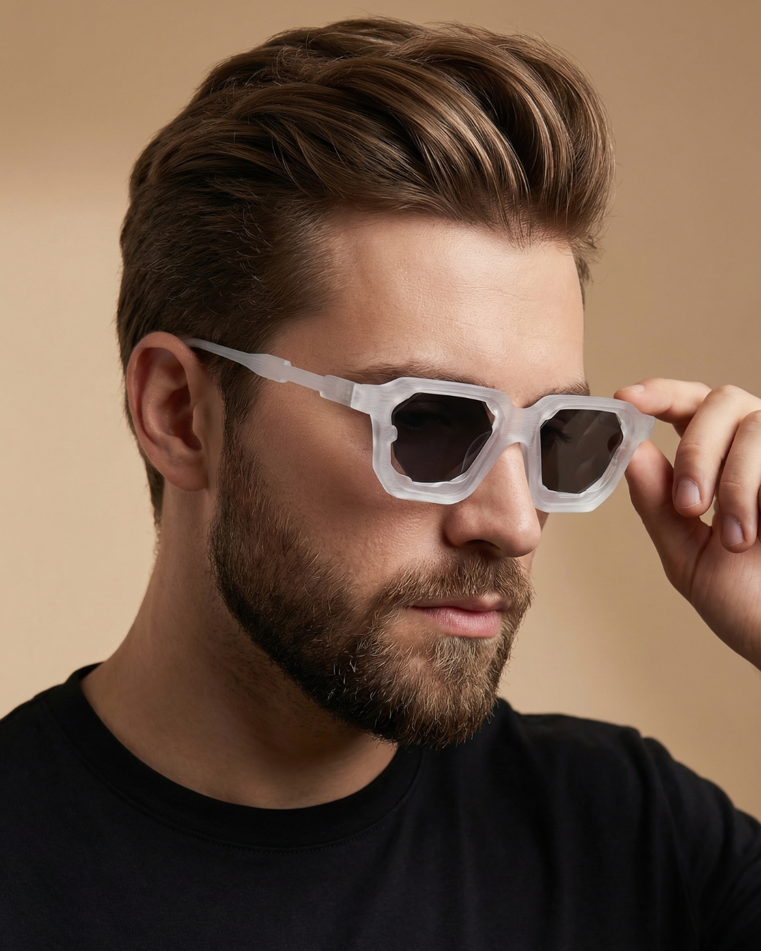 Crystal Clear Black Square Sunglasses