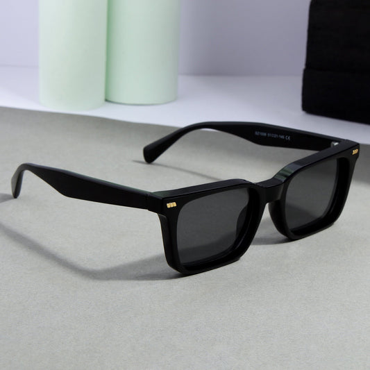 Castels Full Black Rectangle Sunglasses