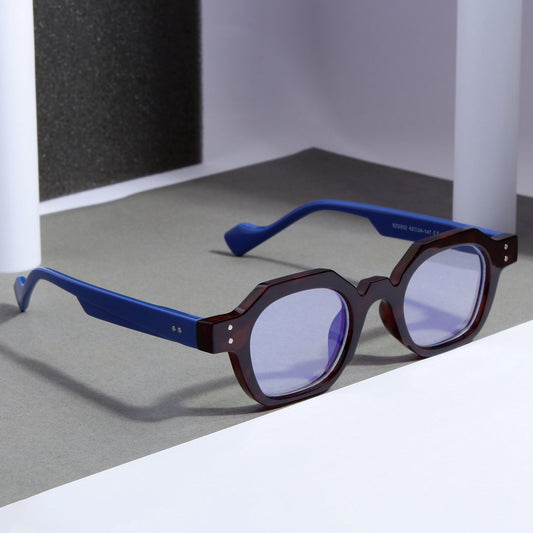 Blue Brown Clear SZ 2002 Round Sunglasses