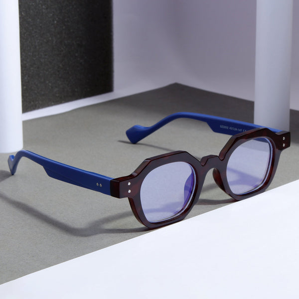 Blue Brown Clear SZ 2002 Round Sunglasses