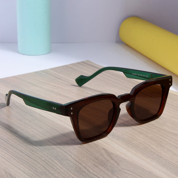 Green Brown Brown SZ 2001 Square Sunglasses