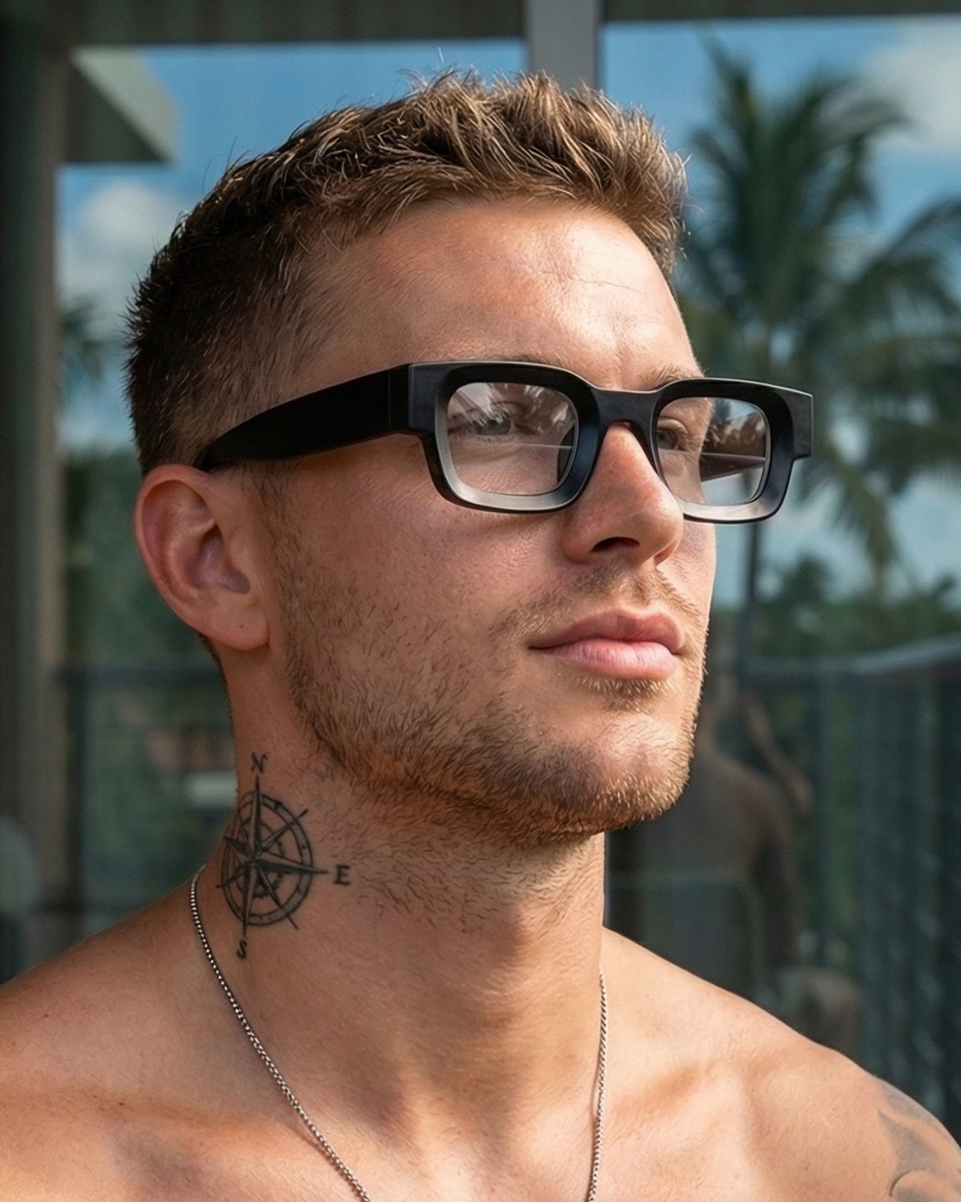 Vintage V1 Black Clear Square Sunglasses