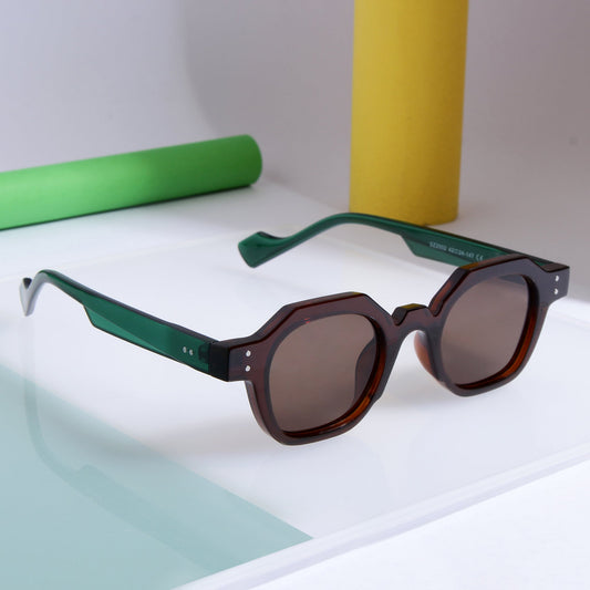 Green Brown Brown SZ 2002 Round Sunglasses