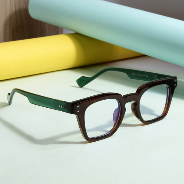 Green Brown Clear SZ 2001 Square Sunglasses