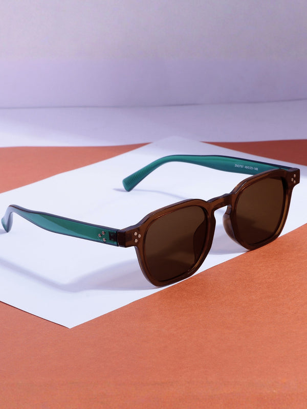 J-Bond Green Brown Brown Square Sunglasses