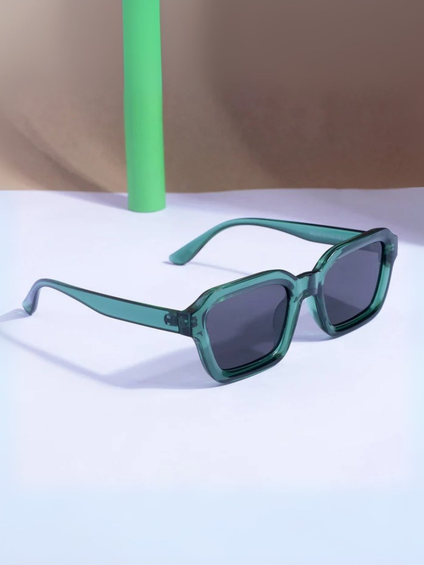 Hunter Green Black Square Sunglasses