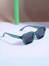 Hunter Green Black Square Sunglasses