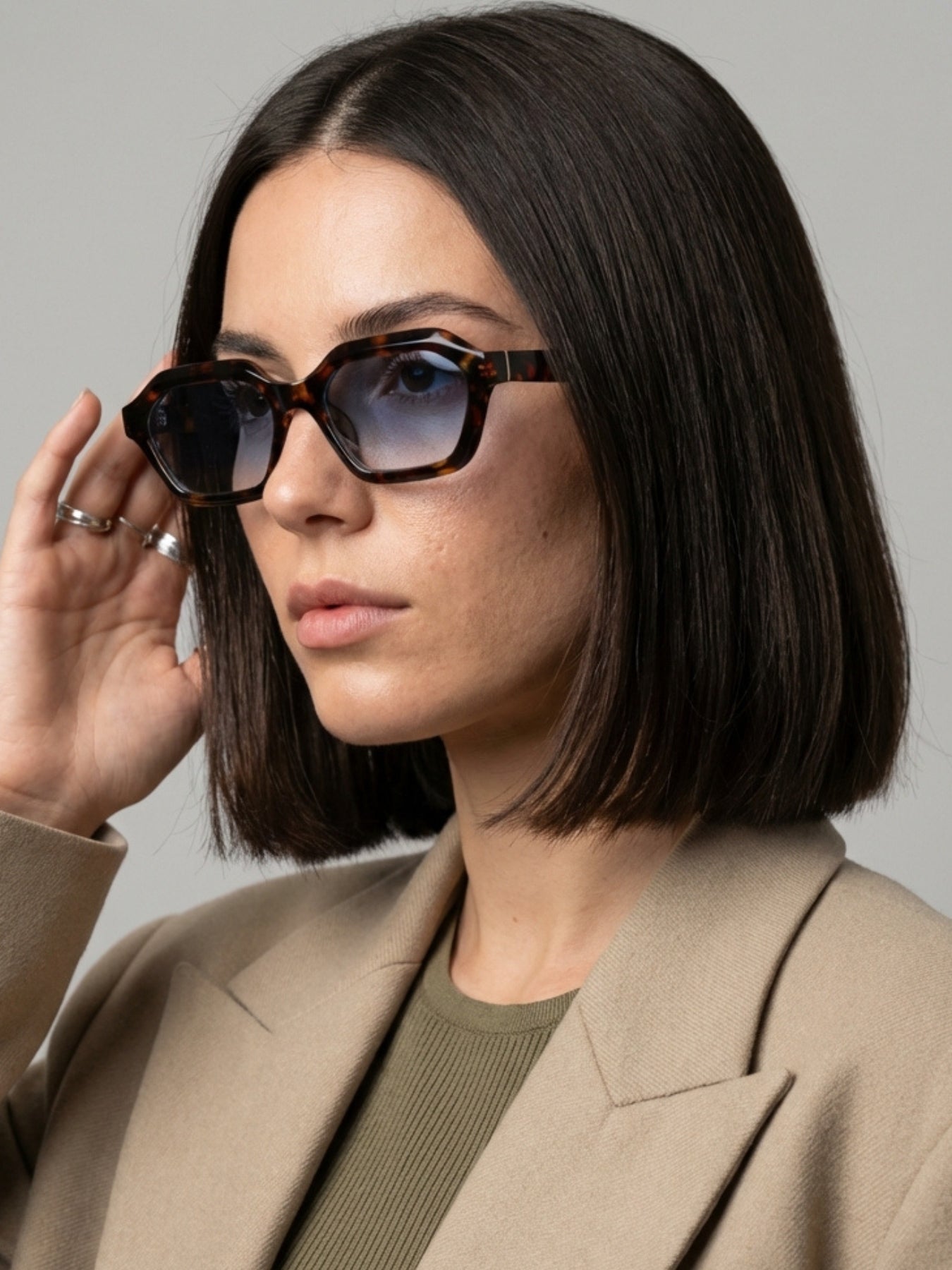 Stellan Tortoise Blue Gradient Retro Square Sunglasses