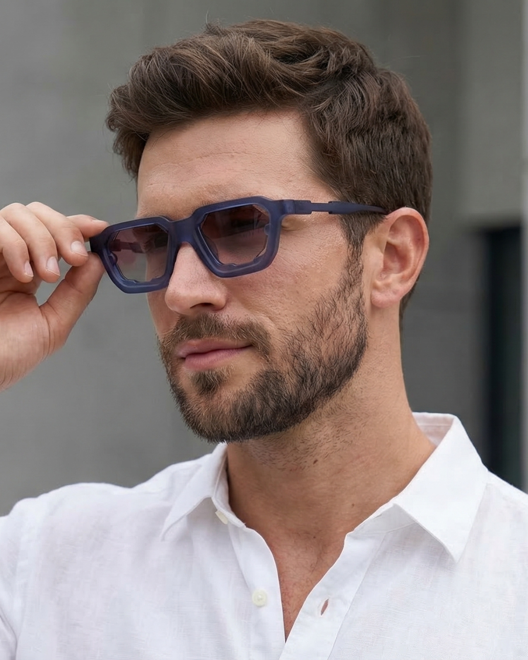 Crystal Blue Gradient Square Sunglasses