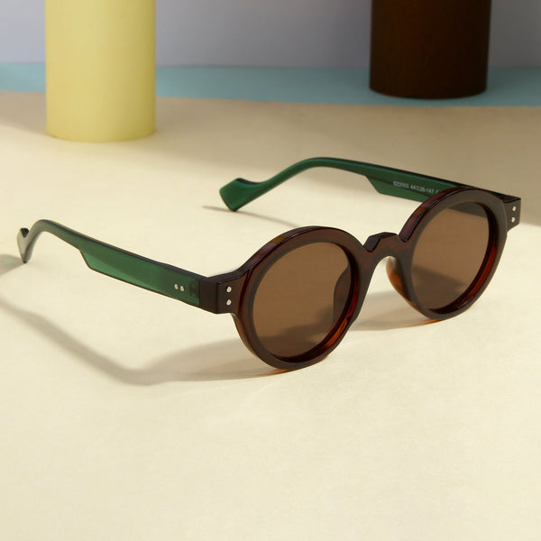 Green Brown Brown SZ 2003 Round Sunglasses