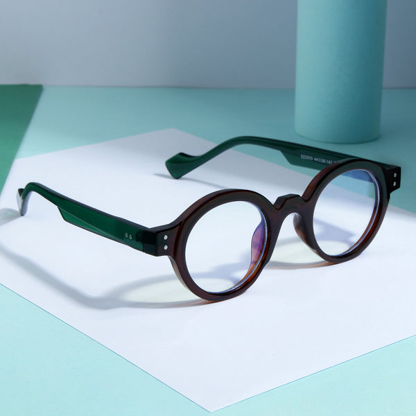 Green Brown Clear SZ 2003 Round Sunglasses