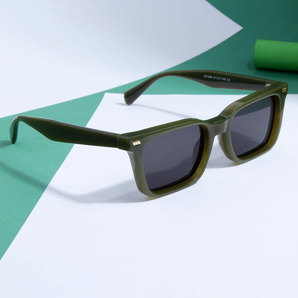 Castels Green Black Rectangle Sunglasses