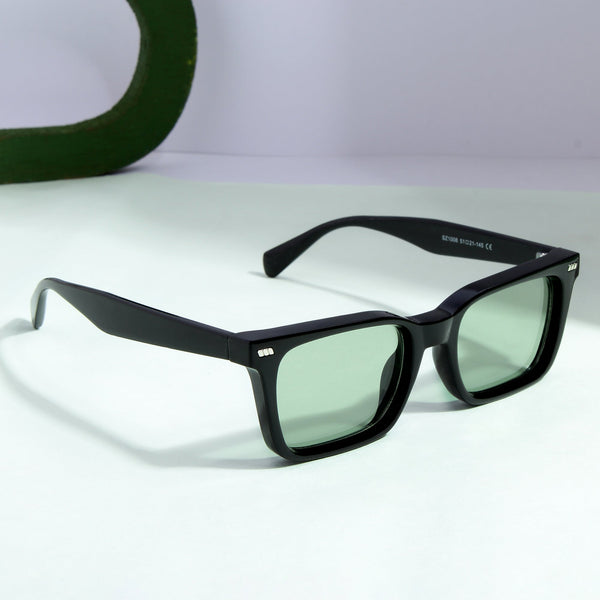Castels Black Green Rectangle Sunglasses