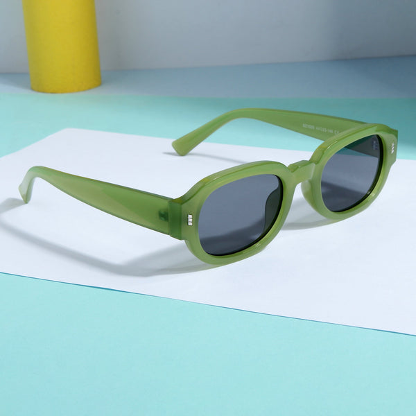 Venom Green Black Oval Sunglasses