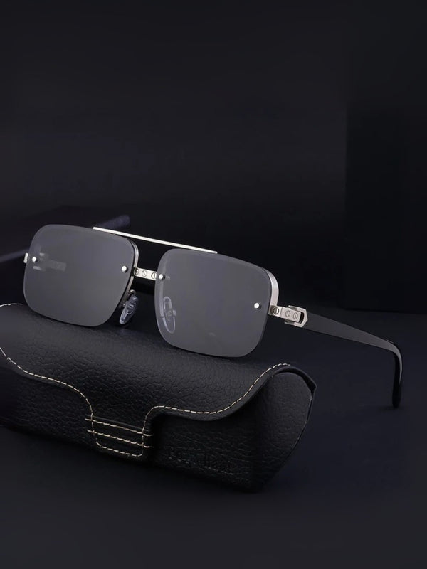 GG2317 Silver Black Rectangle Sunglasses