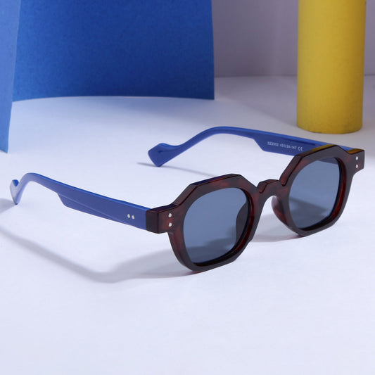 Blue Brown Black SZ 2002 Round Sunglasses