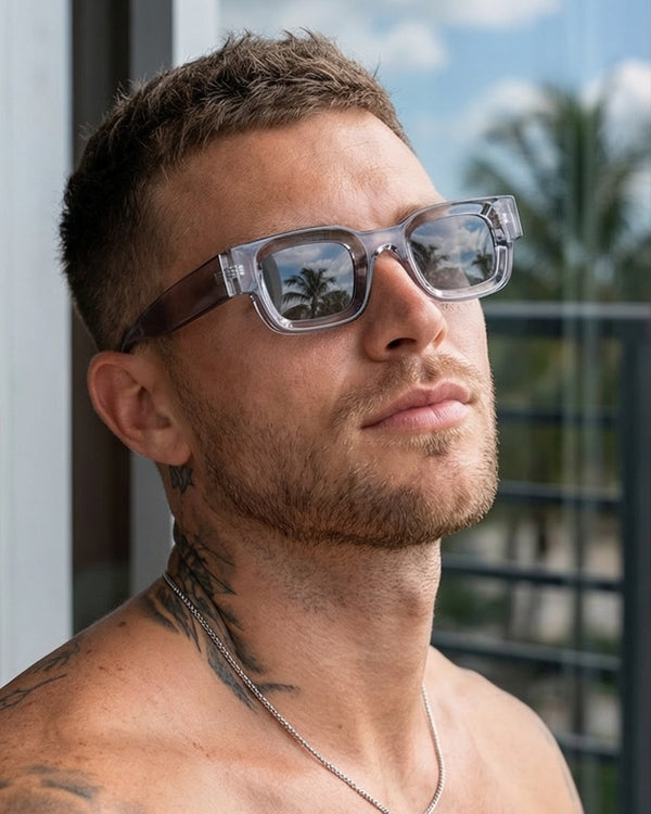 Vintage V1 Gray Black Square Sunglasses
