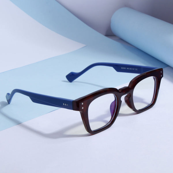 Blue Brown Clear SZ 2001 Square Sunglasses
