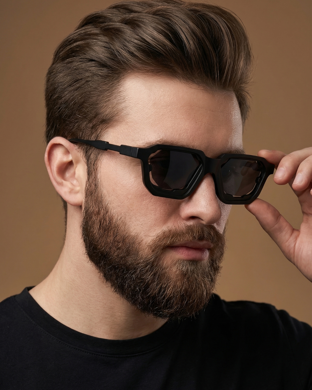 Crystal Full Black Square Sunglasses
