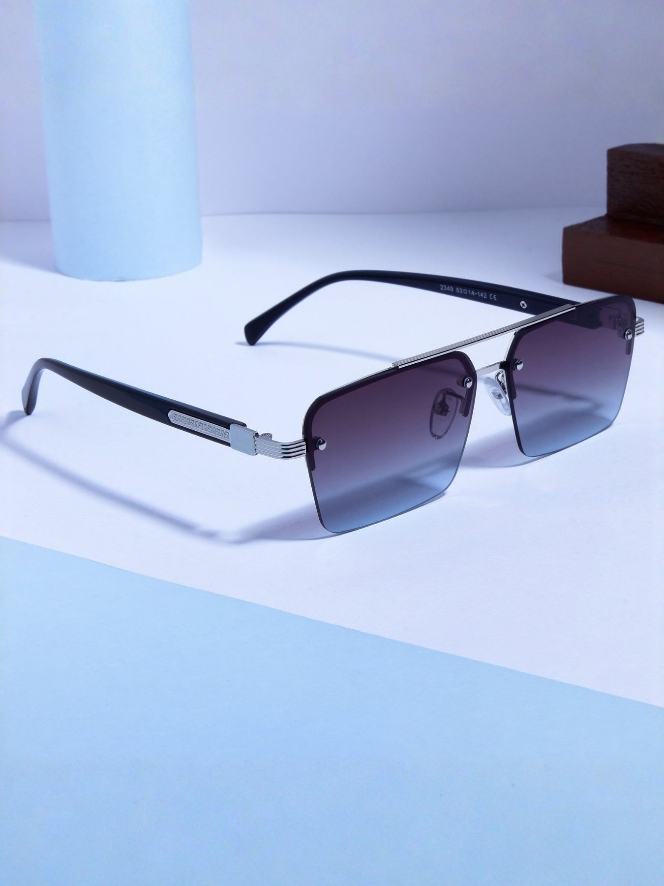 GG2349 Black Blue Gradient Rectangle Sunglasses