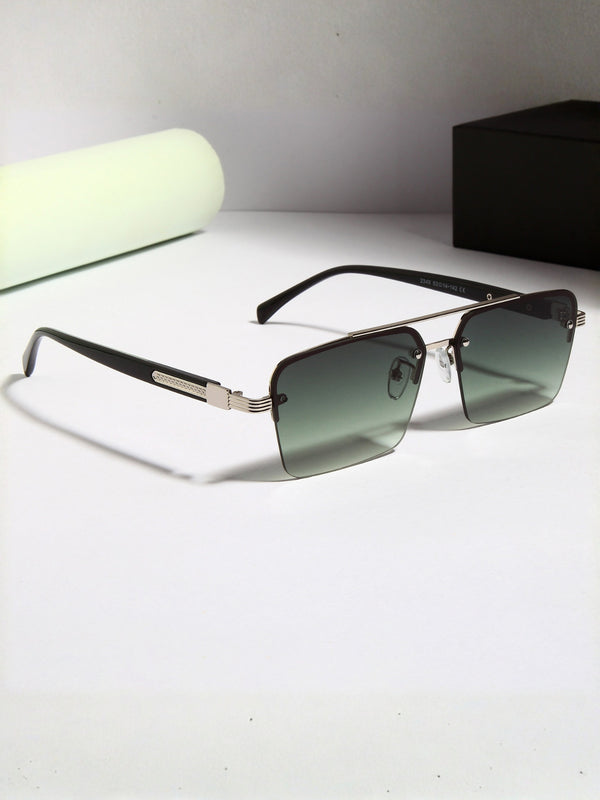 GG2349 Black Green Gradient Rectangle Sunglasses