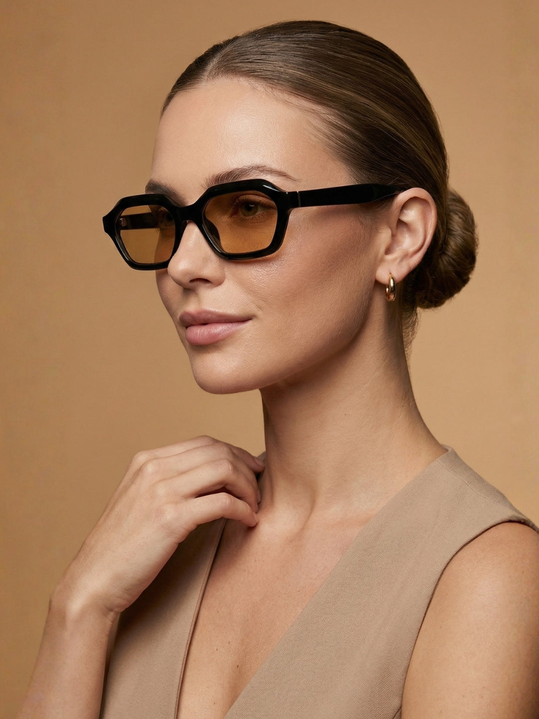 Stellan Black Brown Retro Square Sunglasses