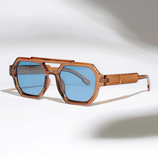 Brown Blue SZ 3501 Square Sunglasses