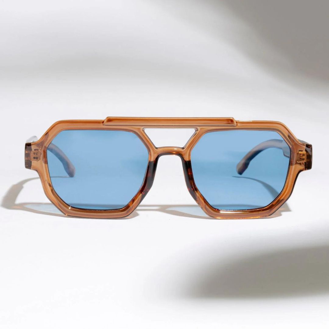 Brown Blue SZ 3501 Square Sunglasses