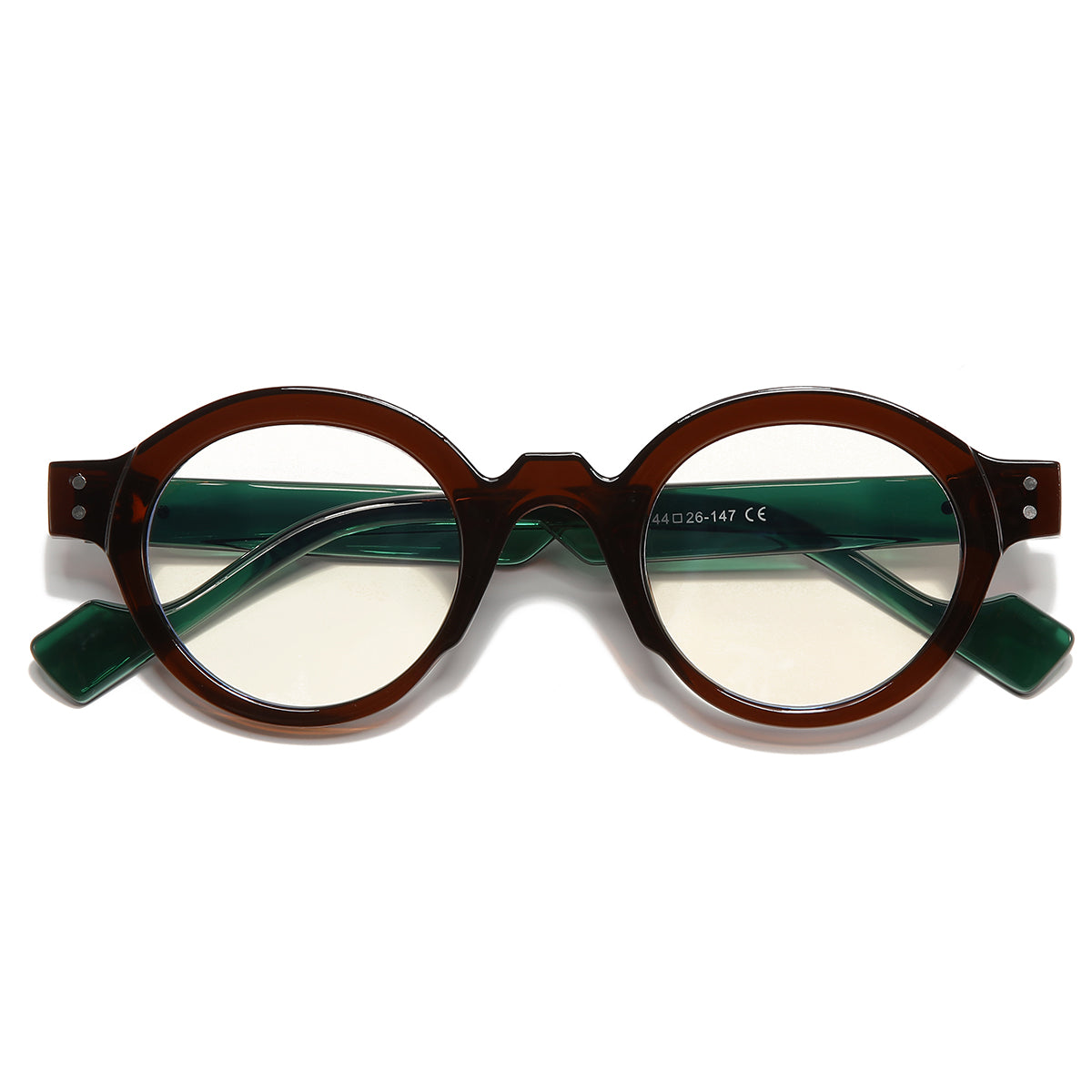 Green Brown Clear SZ 2003 Round Sunglasses