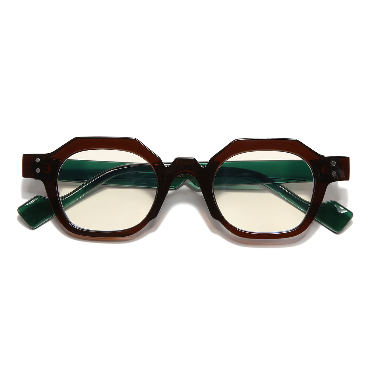 Green Brown Clear SZ 2002 Round Sunglasses