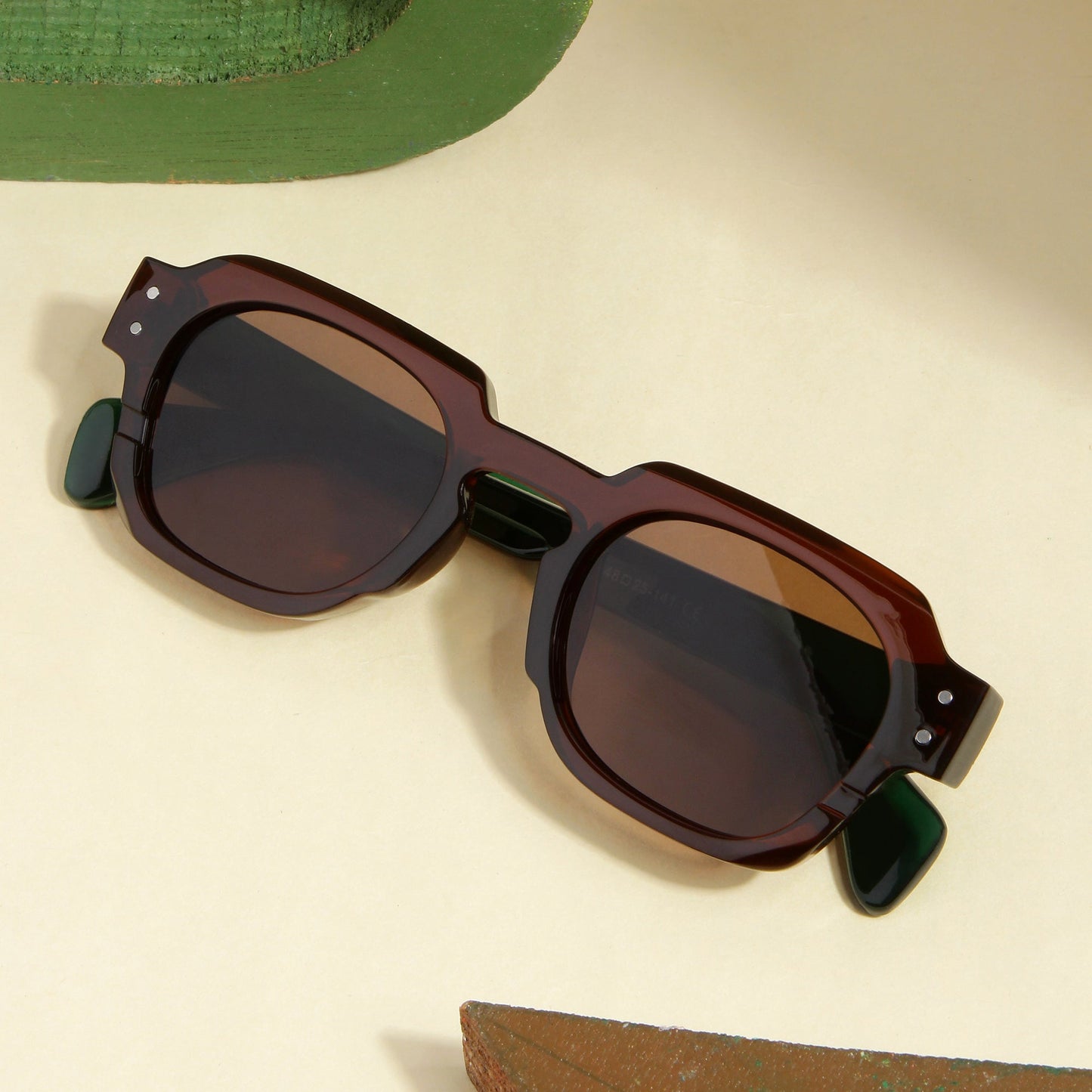 Green Brown Brown SZ 2004 Round Sunglasses