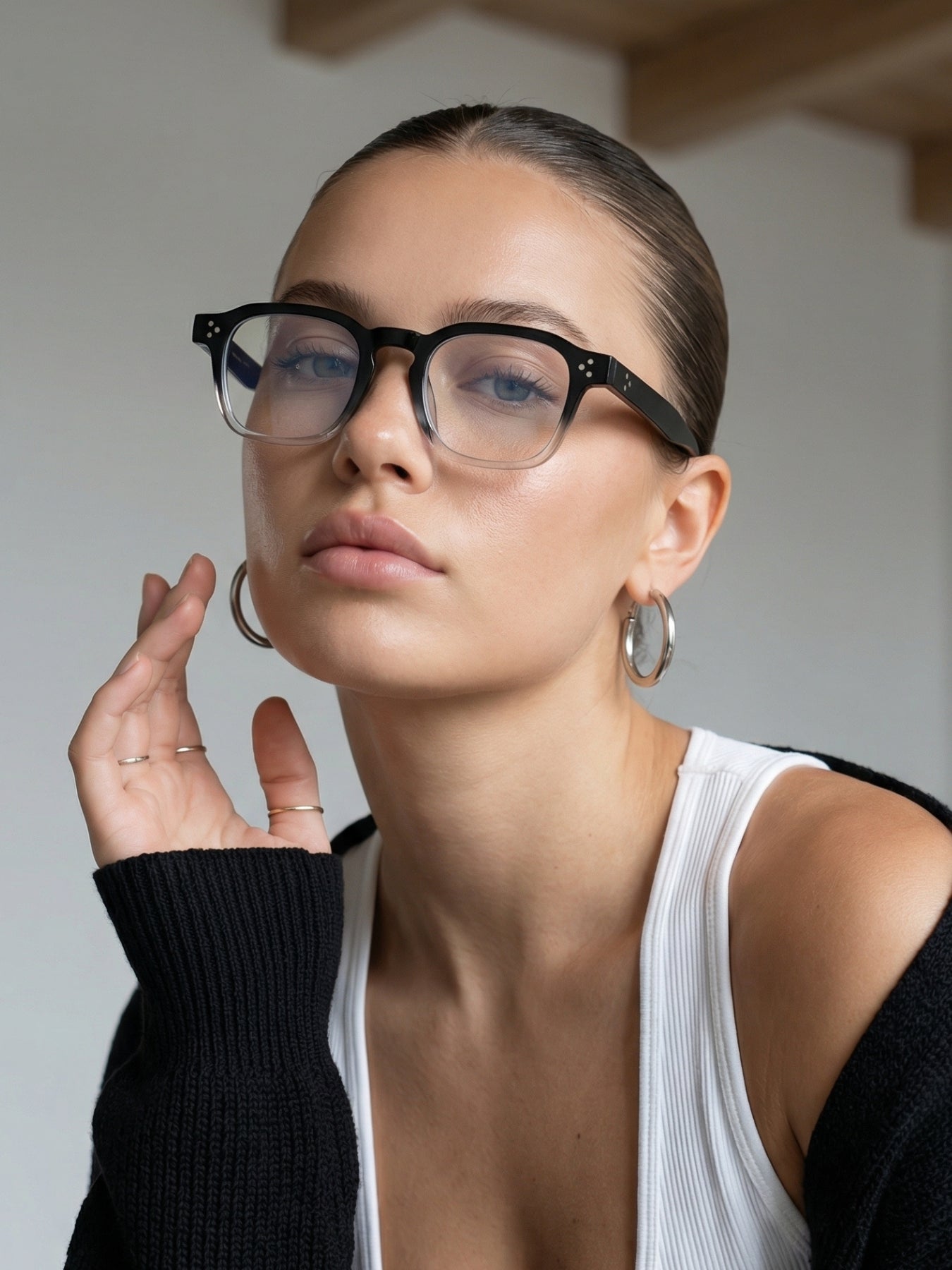 J-Bond Black Tr. Clear Square Sunglasses