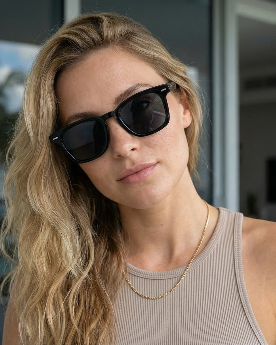 Michel Black Square Sunglasses