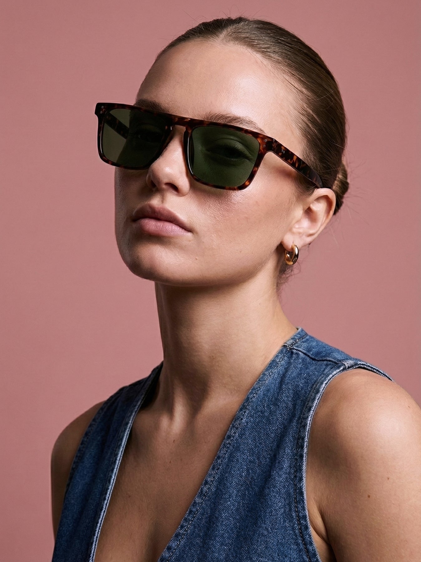 Pardon Tortoise Green Premium Rectangle Sunglasses