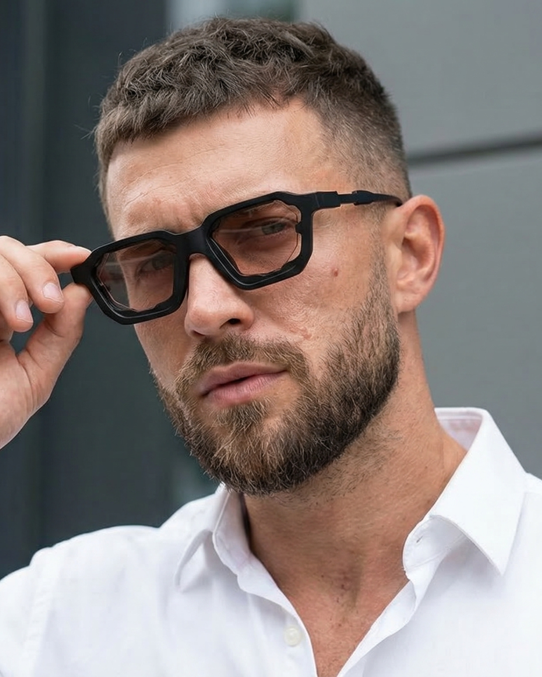 Crystal Black Brown Square Sunglasses