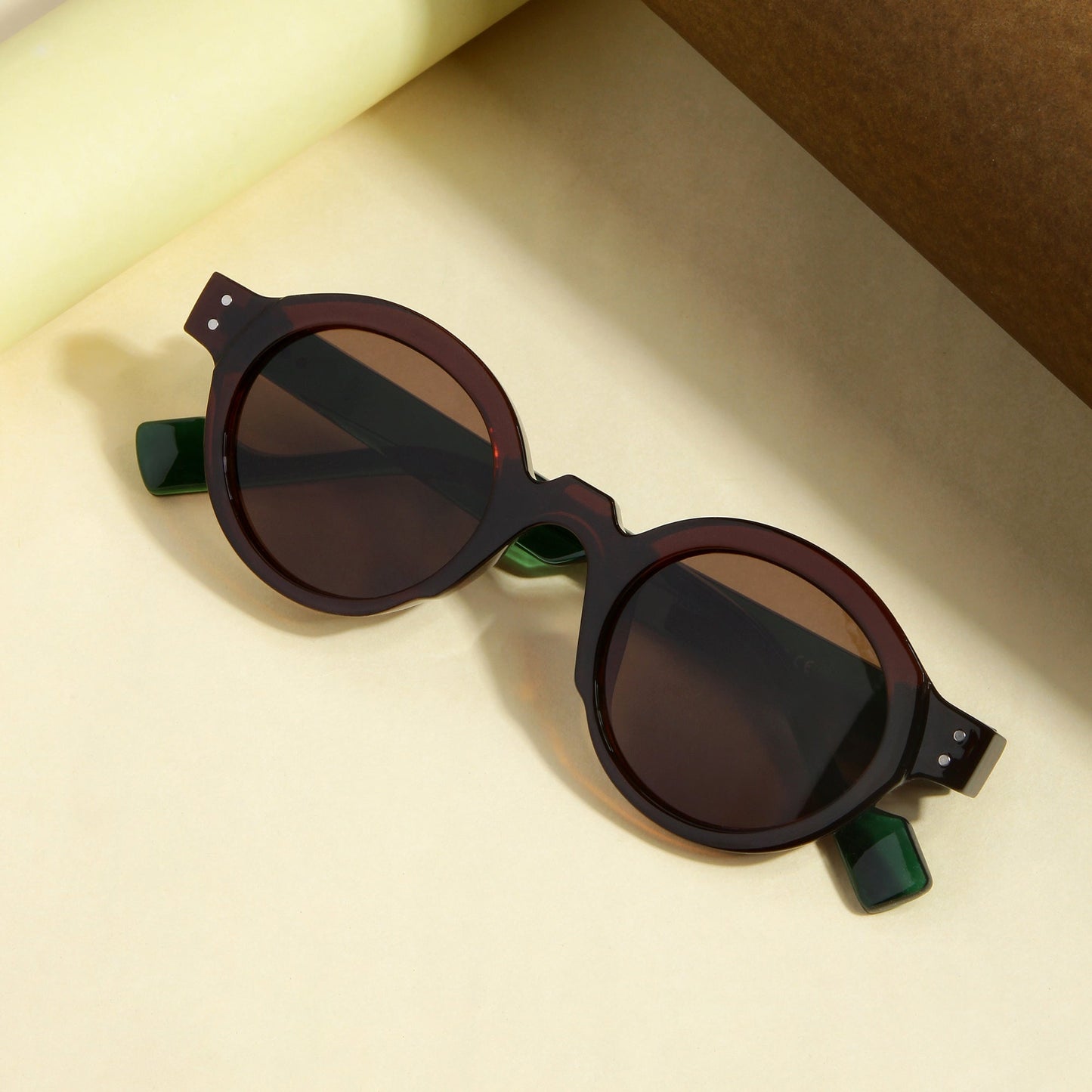 Green Brown Brown SZ 2003 Round Sunglasses