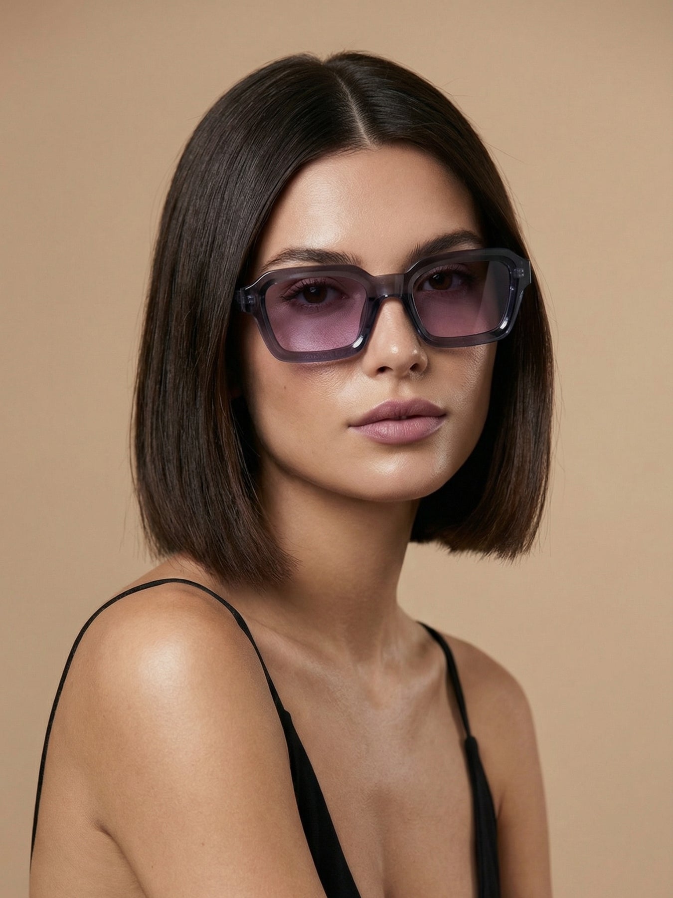 Hunter Grey Purple Gradient Square Sunglasses