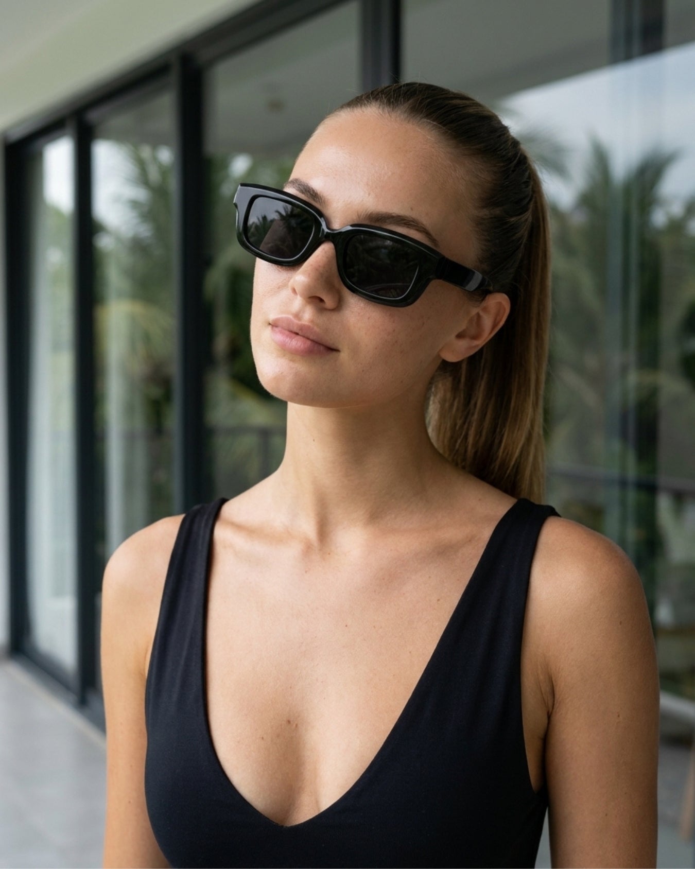Thunder Full Black Rectangle Sunglasses