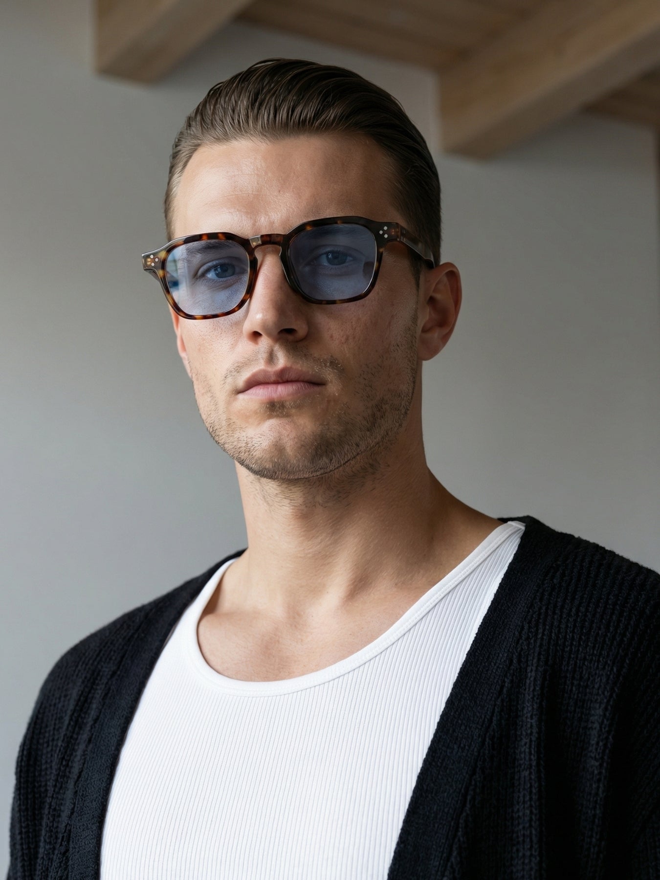 J-Bond Tortoise Brown Blue Square Sunglasses