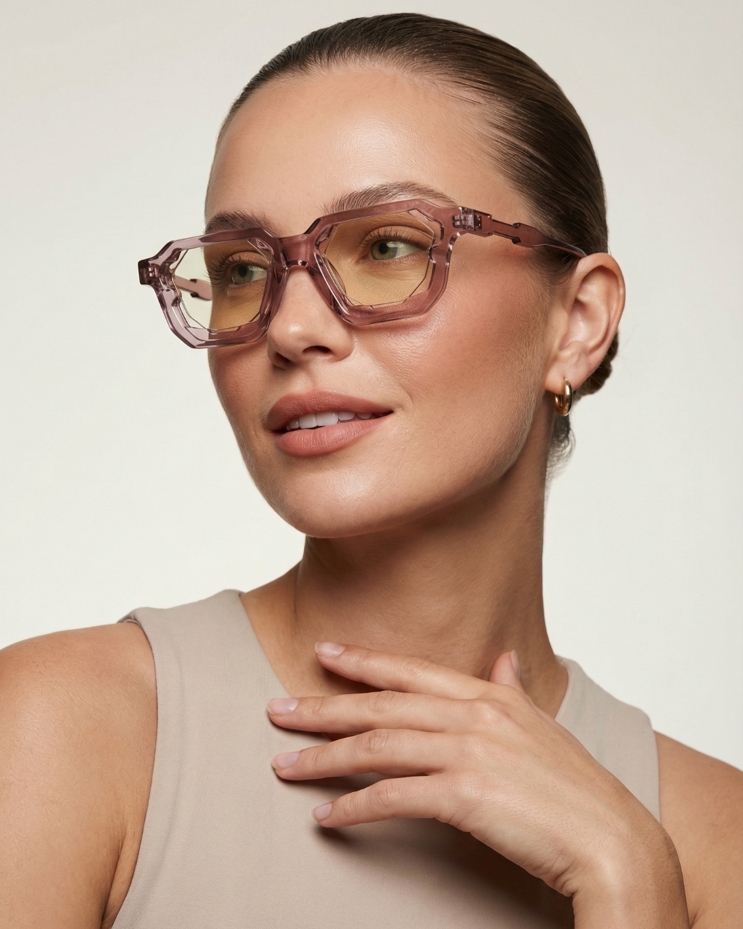 Crystal Full Brown Square Sunglasses