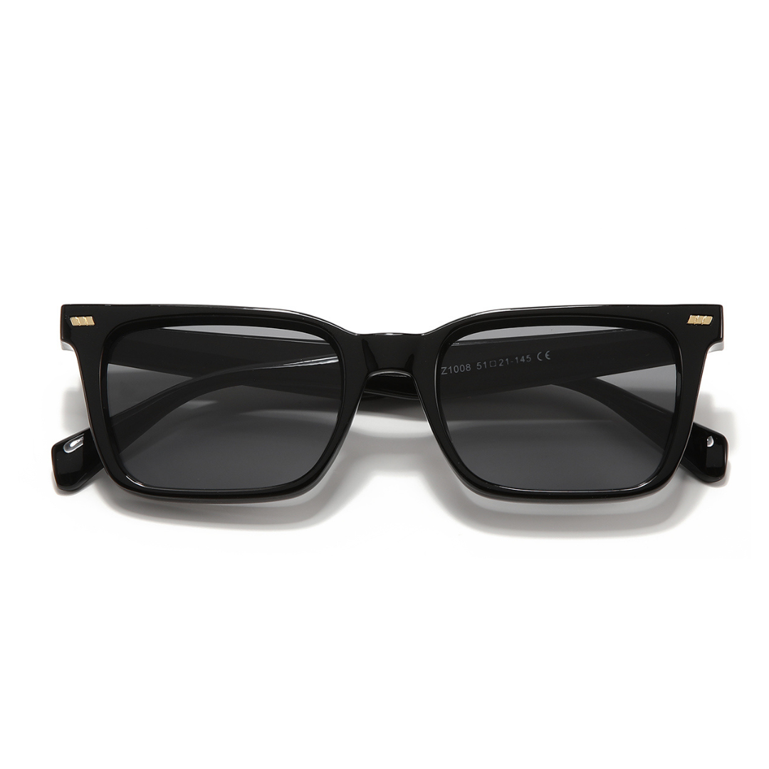 Castels Full Black Rectangle Sunglasses