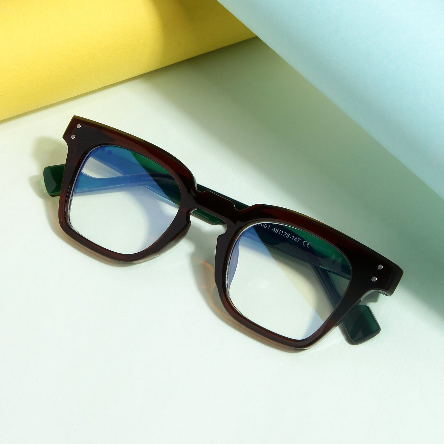 Green Brown Clear SZ 2001 Square Sunglasses