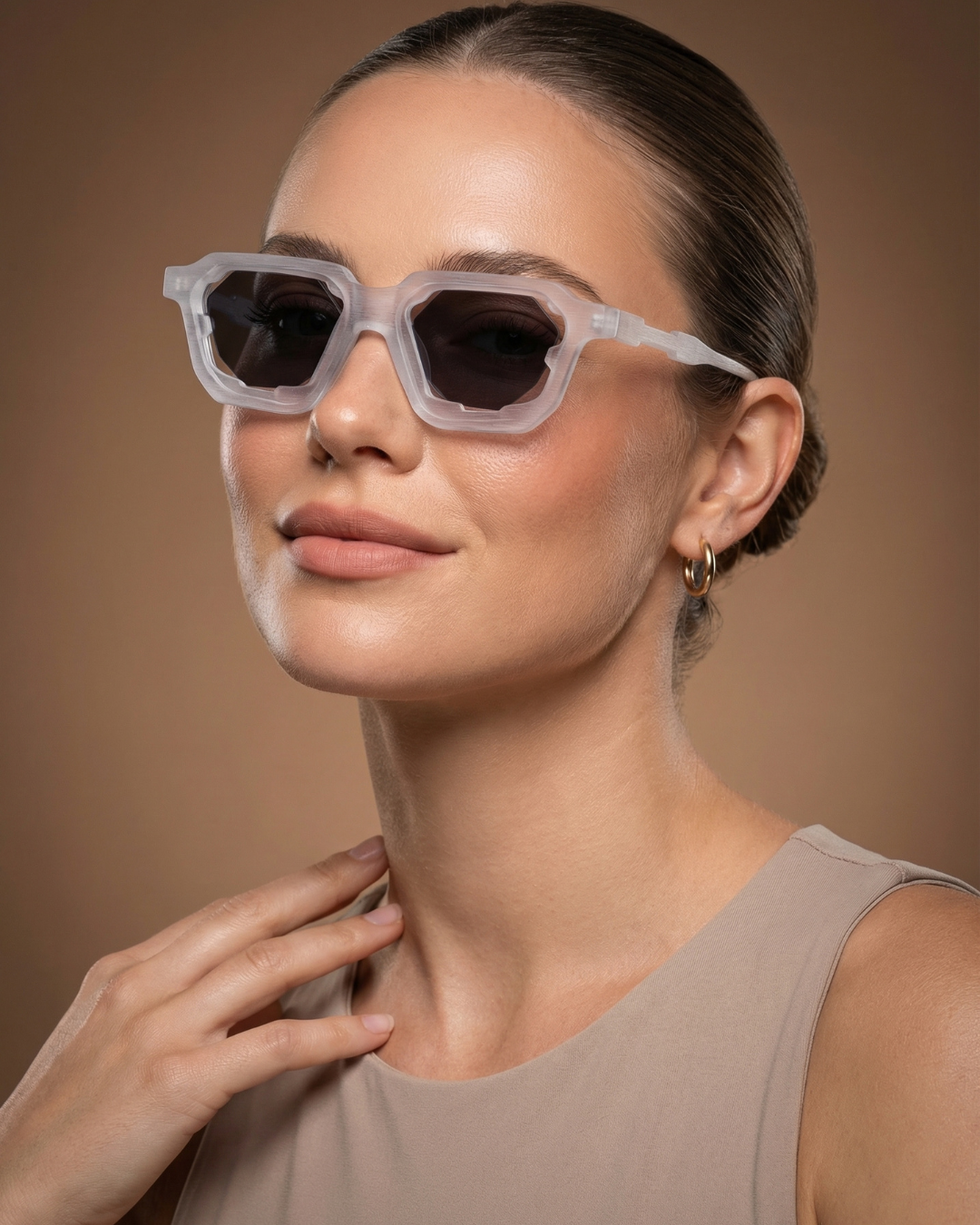 Crystal Clear Black Square Sunglasses