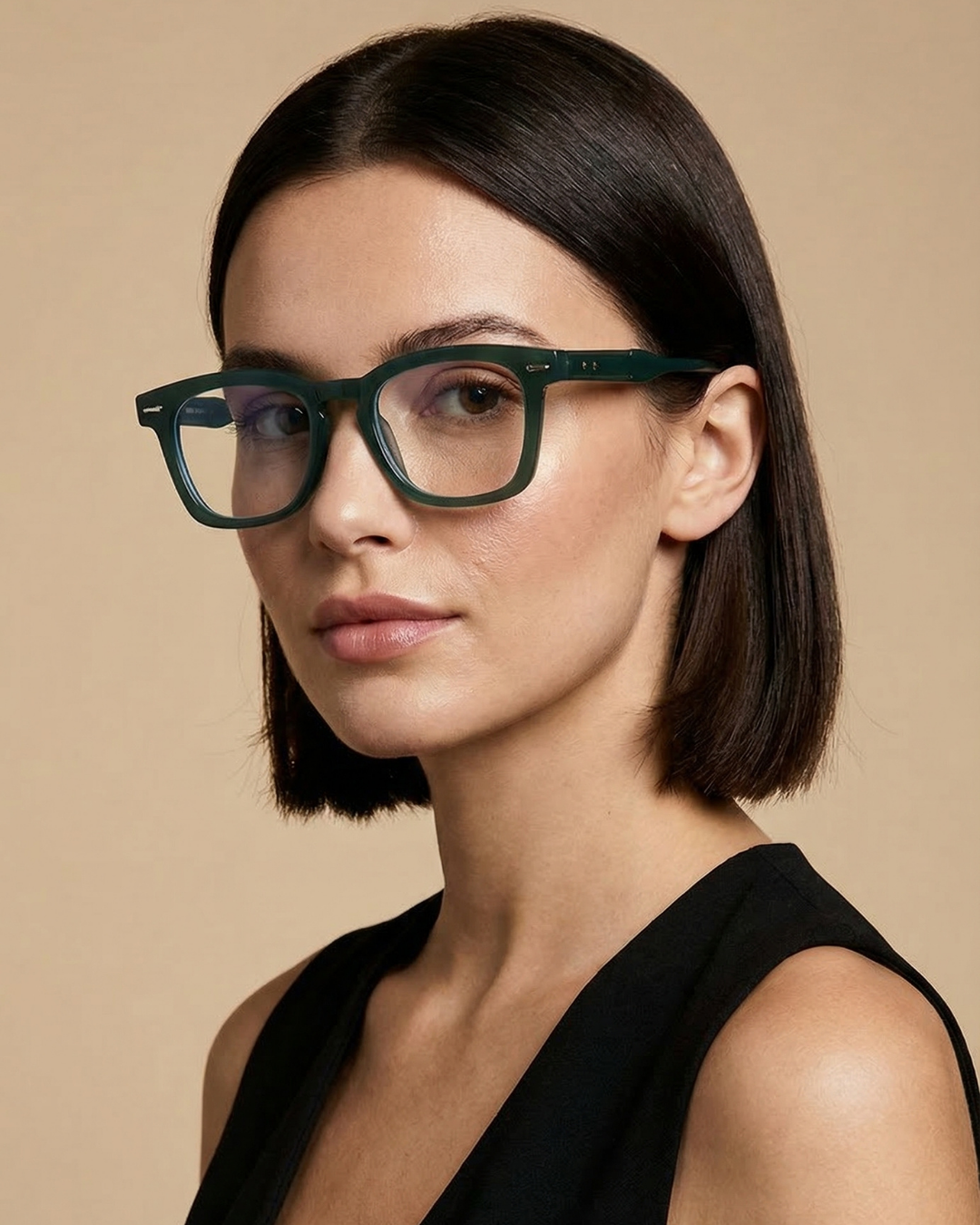Michel Green Clear Square Sunglasses