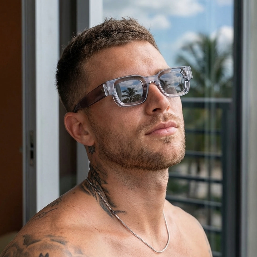 Vintage V1 Gray Black Square Sunglasses