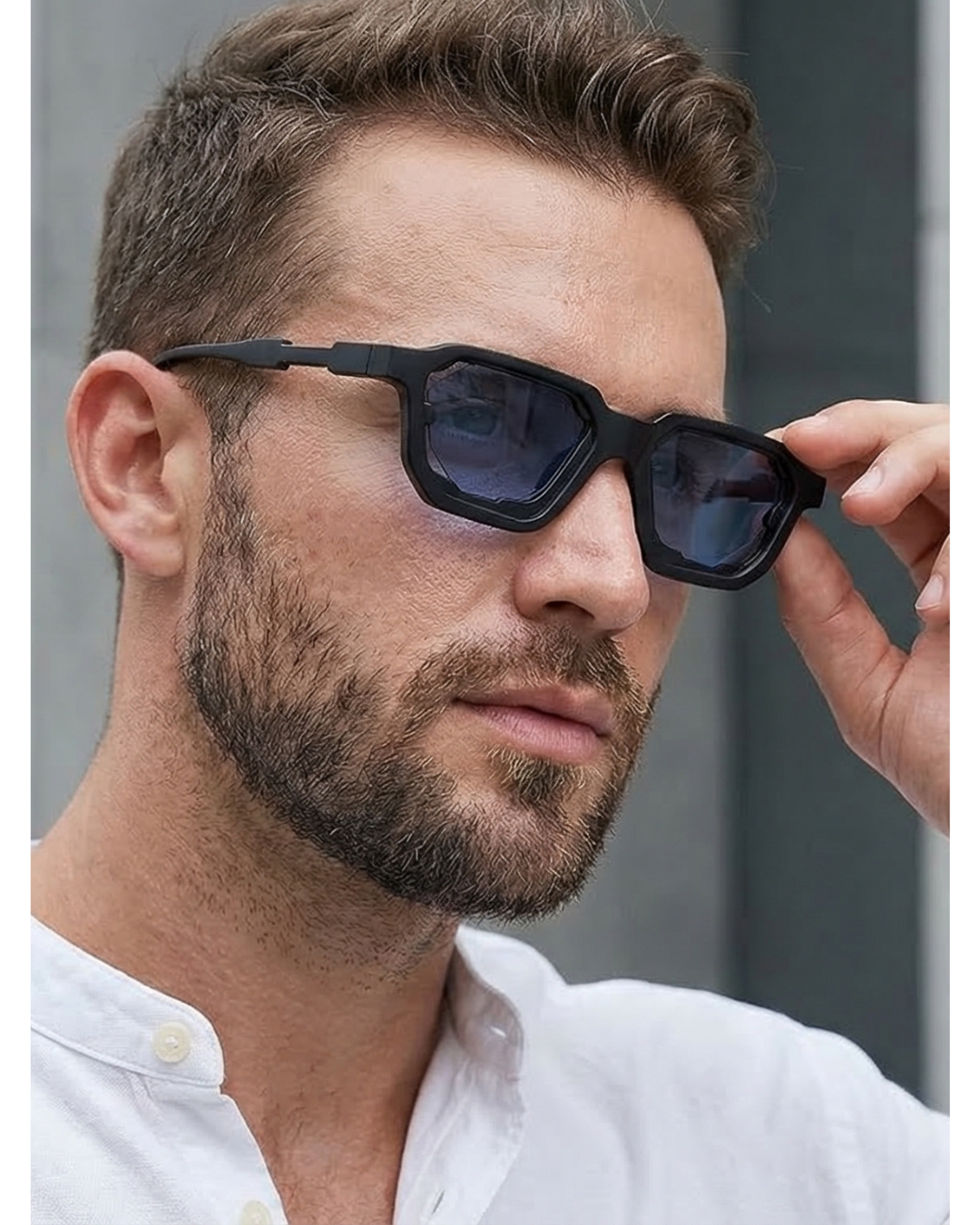 Crystal Black Blue Square Sunglasses